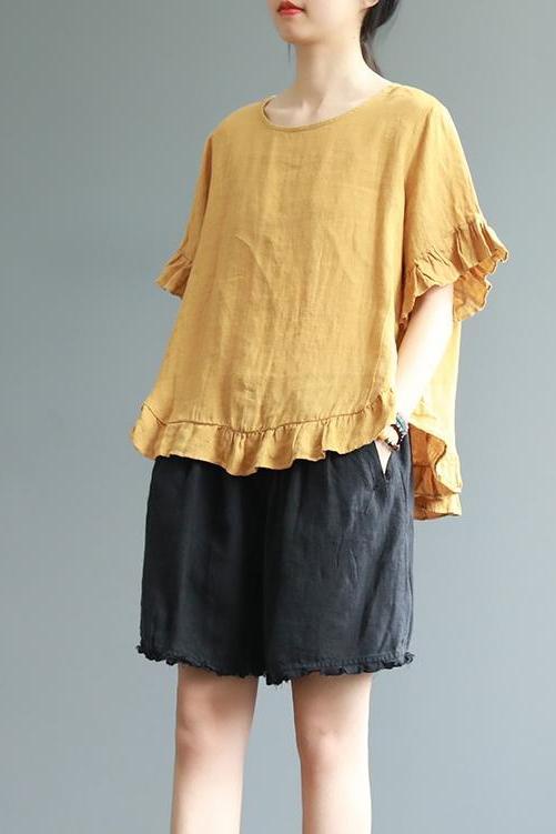 Loose Pure Color Button Down Shirt Summer Blouse