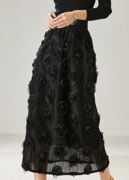 Natural Black Stereoscopic Knit Skirts Summer