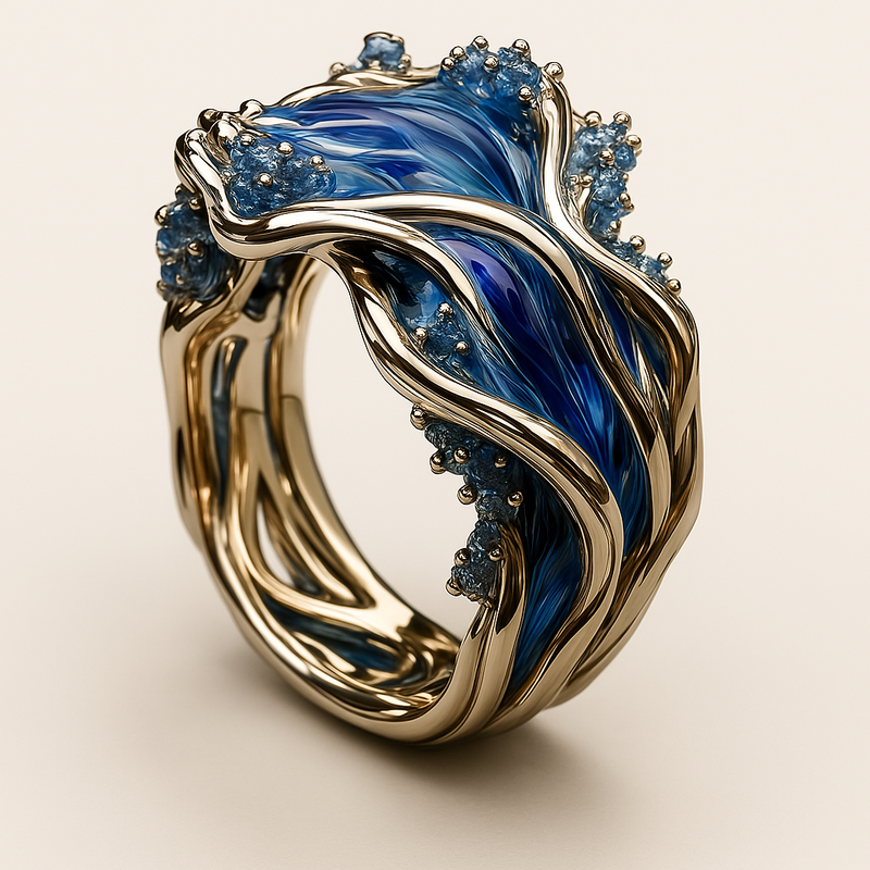 Golden Ocean Wavy Ring