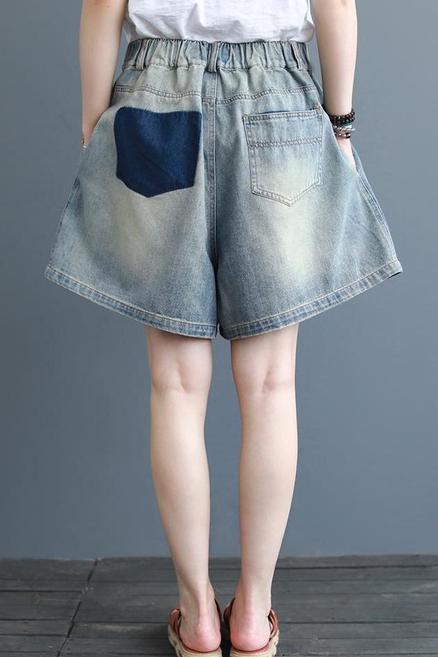 Summer Blue Denim Shorts Loose Cowboy Short Pants