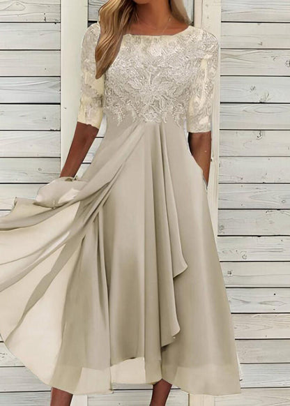 Purple Hollow Out Lace Patchwork Chiffon Long Dresses Summer