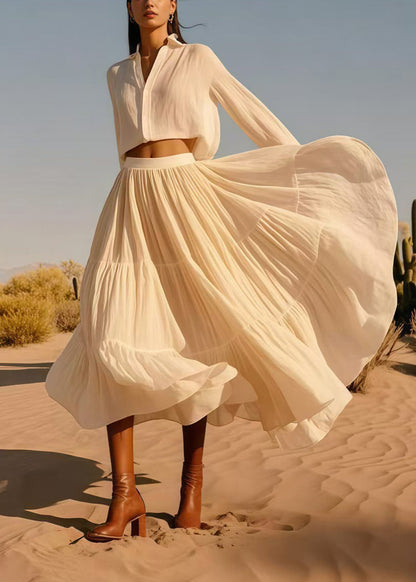 White Exra Large Hem Cotton Holiday Skirts Spring