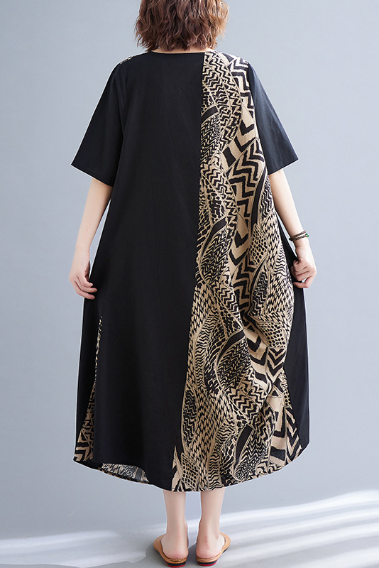 Summer Stitching Print Dress Long Beach Dress