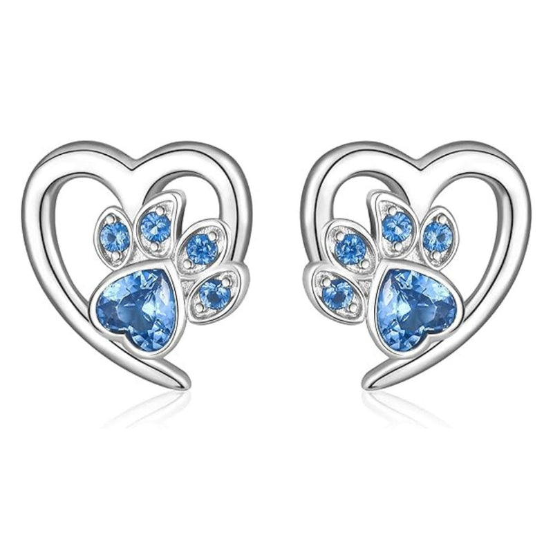 Paw and Heart Earrings With Zirconiaconia