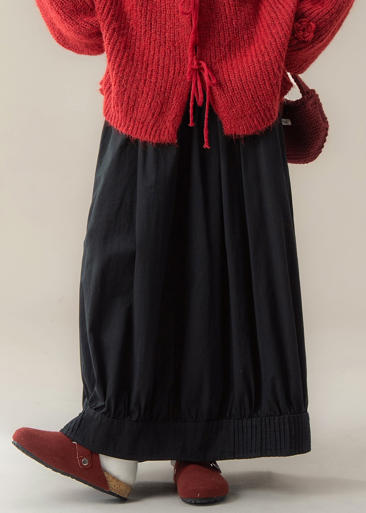 Red V Neck Knit Sweaters and Skirts Two Piece Set Winter