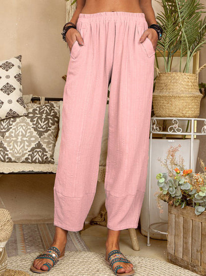 Color Loose Cotton Linen Pants Home Harem Pants