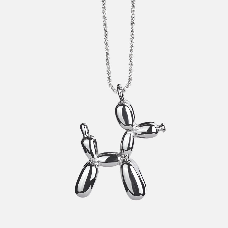 Gold-tone Balloon Dog Pendant Necklace