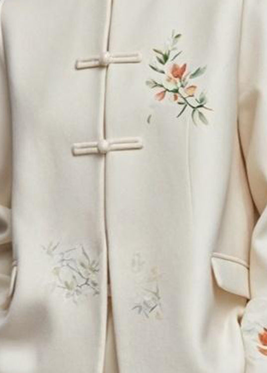 Apricot Button Print Cotton Coats Fall