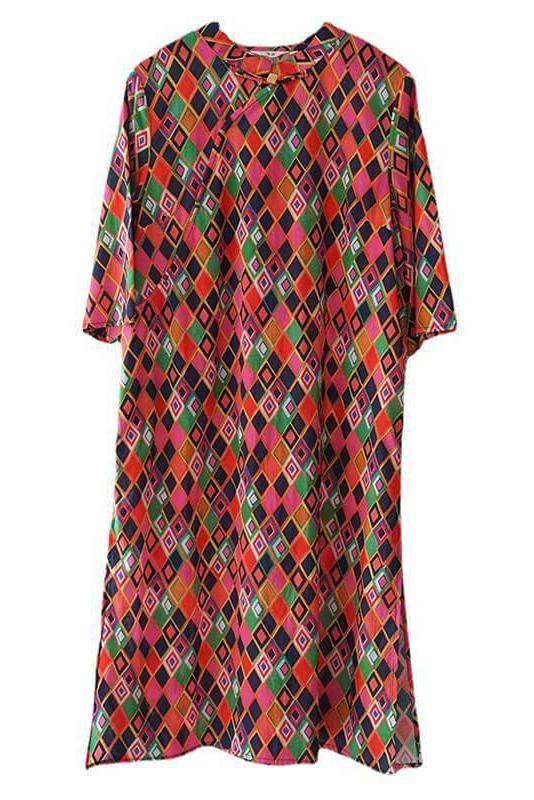 Geometric Split Hem Midi Dress