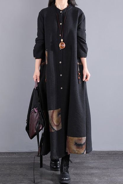 Fluffy Print Dress Winter Cotton Dress