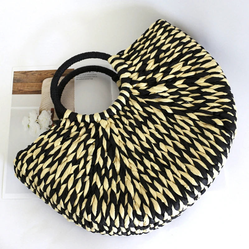 Summer New Trend Handbags Woven Straw Braided Large Towels Party With Top Handle Bag