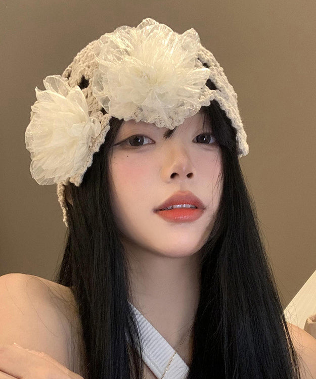 Boutique Beige Hollow Out Knit Bonnie Hat