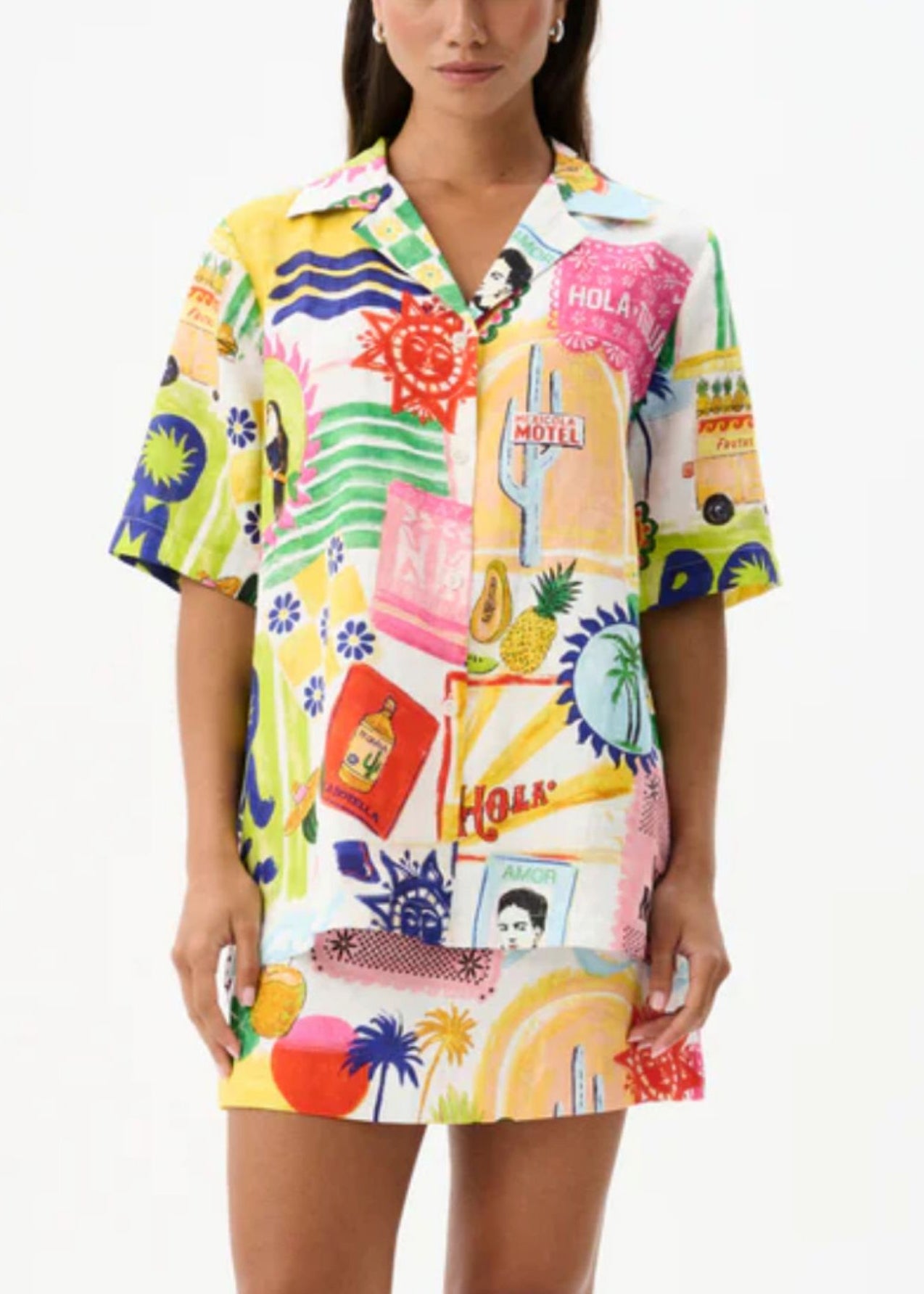 Print Shirts and Skirts Cotton Two Pieces Set Summer