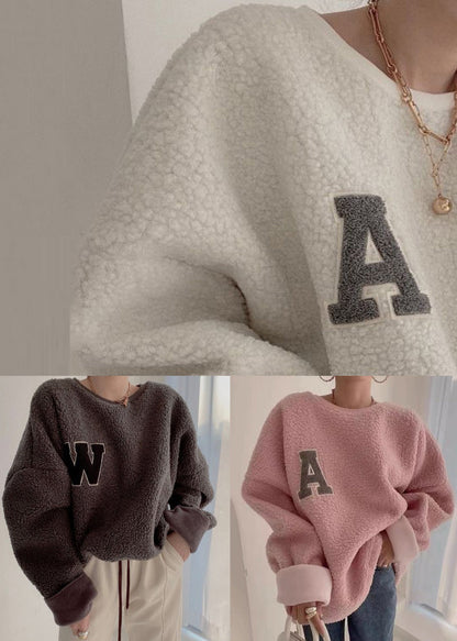 Beige Drawstring Cozy Sweatshirt Batwing Sleeve