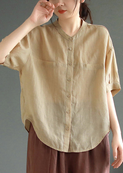 Green Oversized Linen Shirt Top Summer