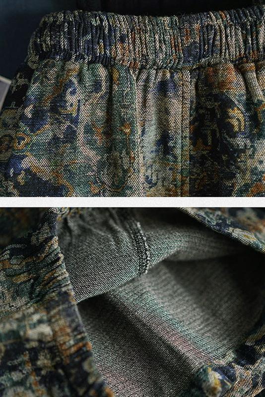 Retro Print Elastic Waist Wild Skirt