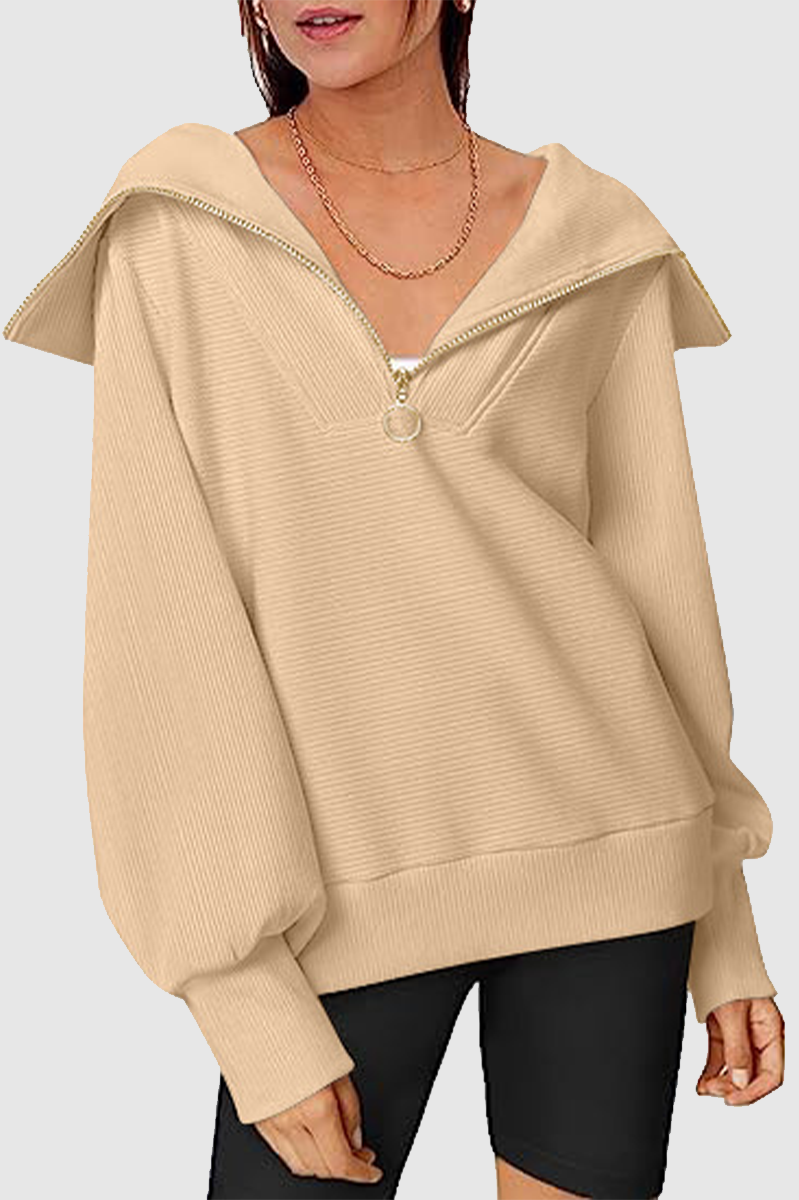 Street Color Zipper Turndown Collar Hoodies(6 Colors)