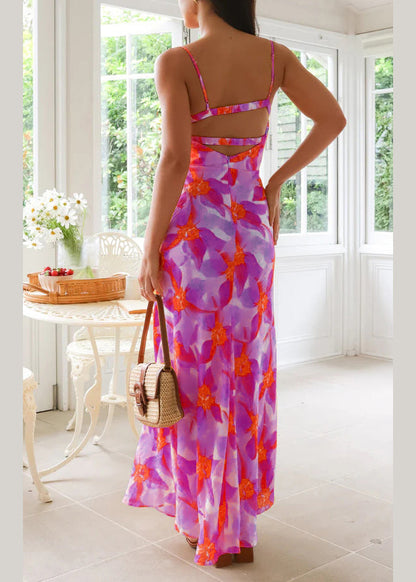 New Yellow Print Slim Fit Cotton Spaghetti Strap Dress Summer