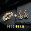 1+1 Offer: Zirconia Ivy Golden Ring + Zirconia & Gold Earrings