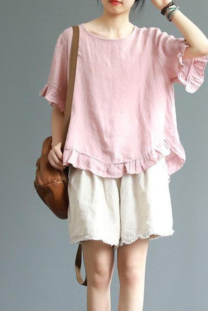 Loose Pure Color Button Down Shirt Summer Blouse