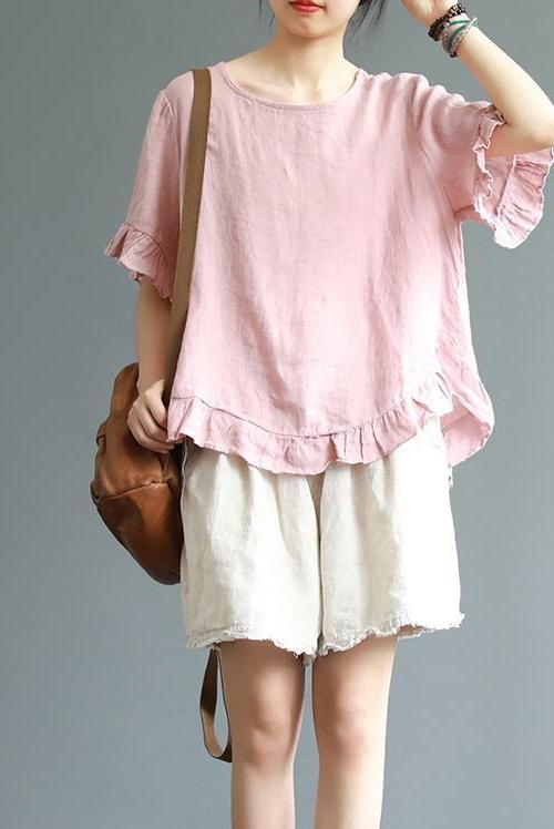 Loose Pure Color Button Down Shirt Summer Blouse