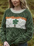 Women's Retro St. Patrick's Day Knitted Sweater elevenforest
