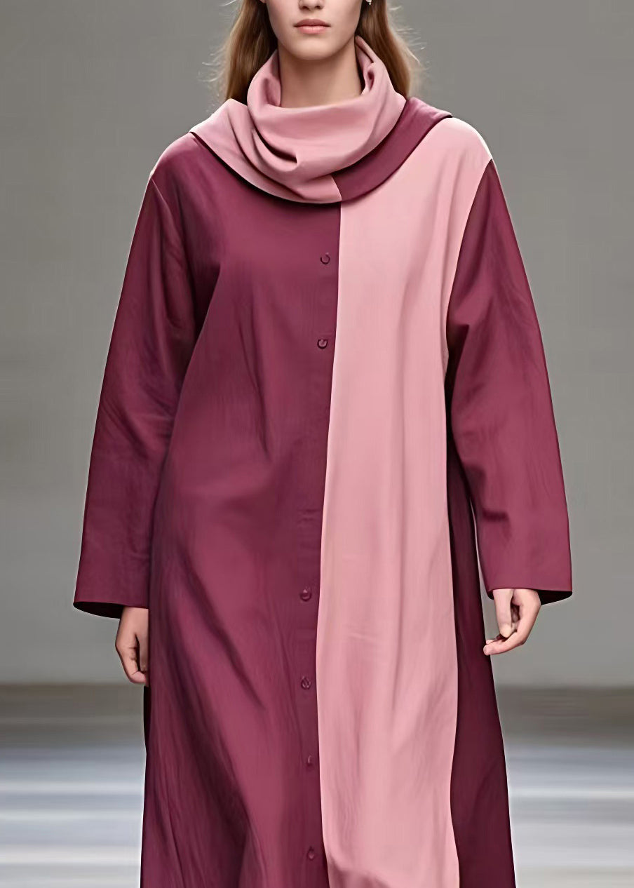 Colorblock Patchwork Low High Design Maxi Dresses Fall