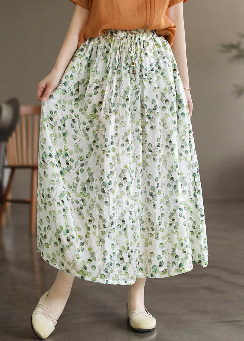 Yellow Print Elastic Waist Maxi Skirt
