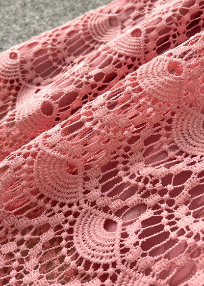 Pink Tie Waist Lace Party Dress Summer