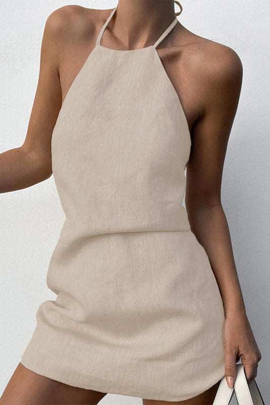 Frenulum Backless Halter Sleeveless Dresses