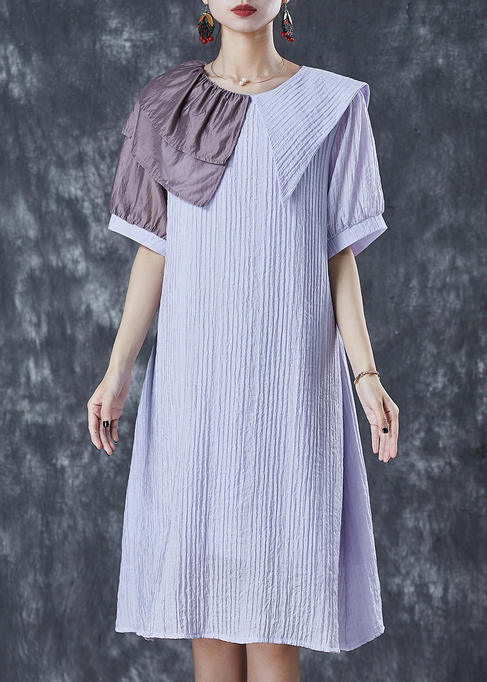 Light Purple Asymmetrical Wrinkled Party Dress Summer