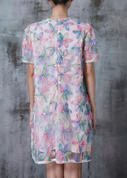 Rainbow Puff Sleeve Tulle Tea Dress Summer