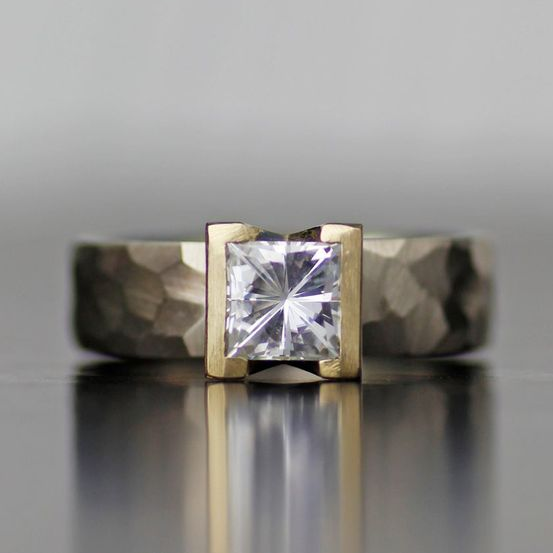 Silver & Gold Inlaid Glass Ring