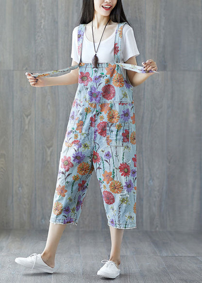 Classy Light Blue Pockets Denim Jumpsuit