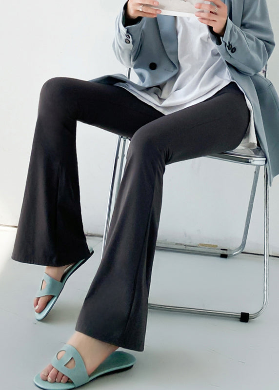 Yellow High Waist Slim Fit Flared Trousers Spring