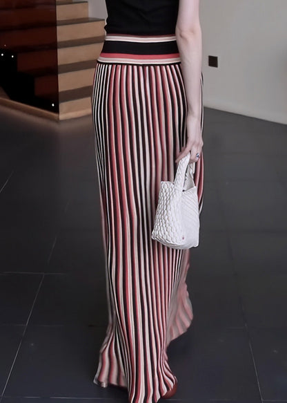 Red Striped Silm Fit Holiday Straight Skirts Spring