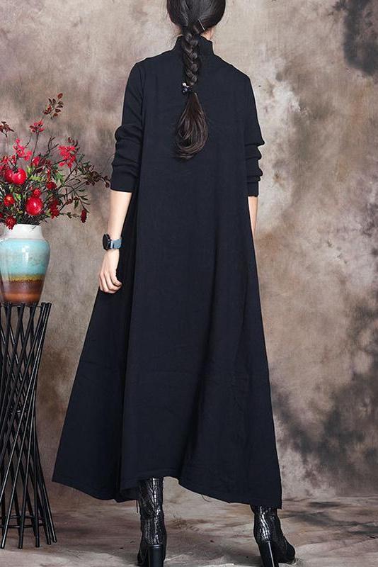 Pure Color Knitted High Neckline Dress