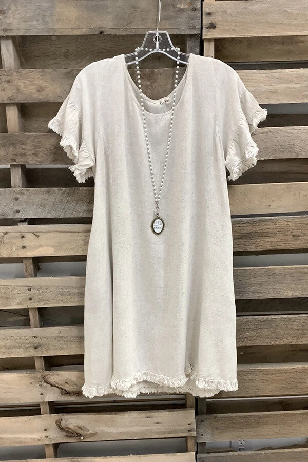 Cotton Linen Short Sleeve Dress