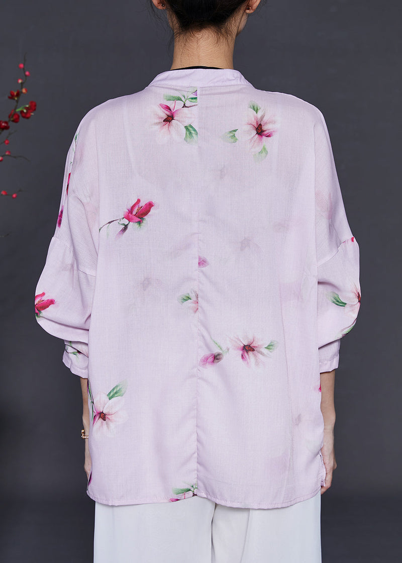 Purple Linen Shirts Chinese Button Summer