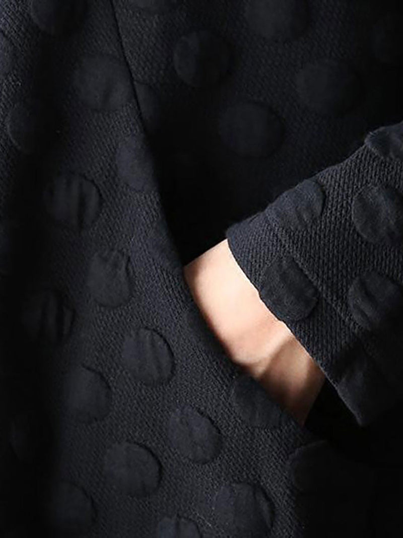 Polka Dot Stretch Cotton Long Sleeve Dress