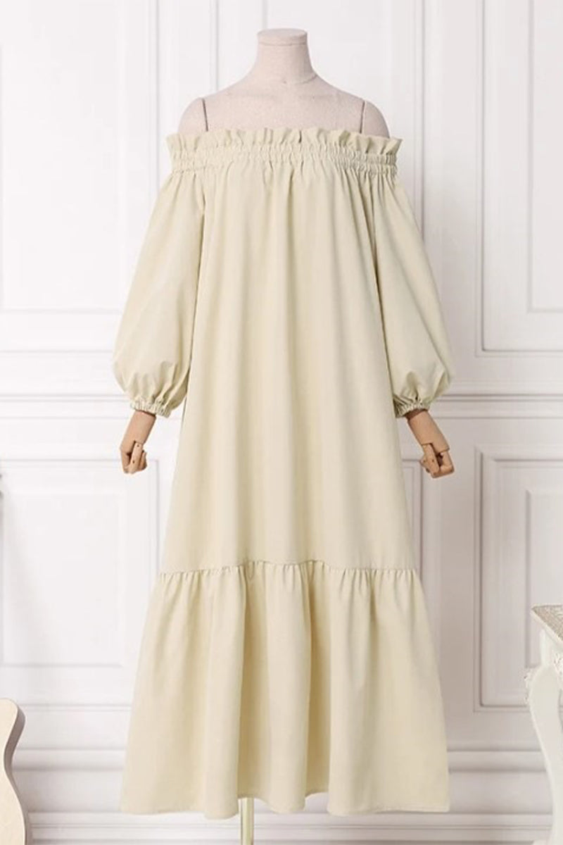 Patchwork Off the Shoulder a Line Dresses(3 Colors)