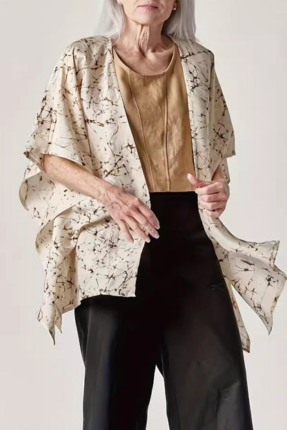 Geometric Print Patchwork V Neck Tops