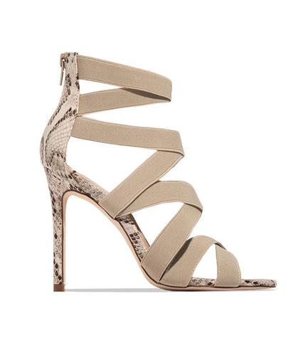 Black Elastic Fabric Splicing High Heel Sandals Peep Toe