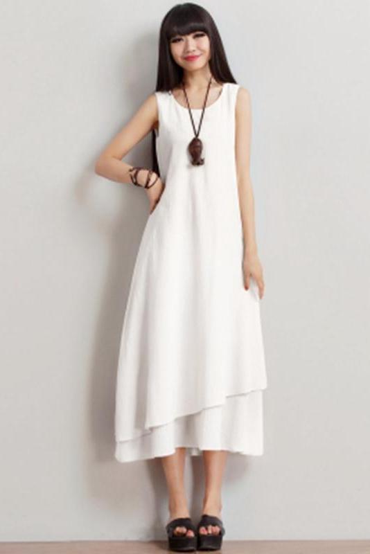 Sleeveless Cotton Maxi Dresses Clothes
