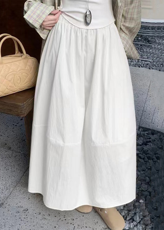 Art Black Pockets Elastic Waist Cotton Skirt Fall