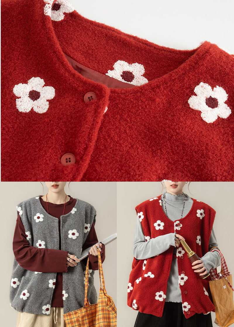 Red Oversized Cotton Vest Top Winter