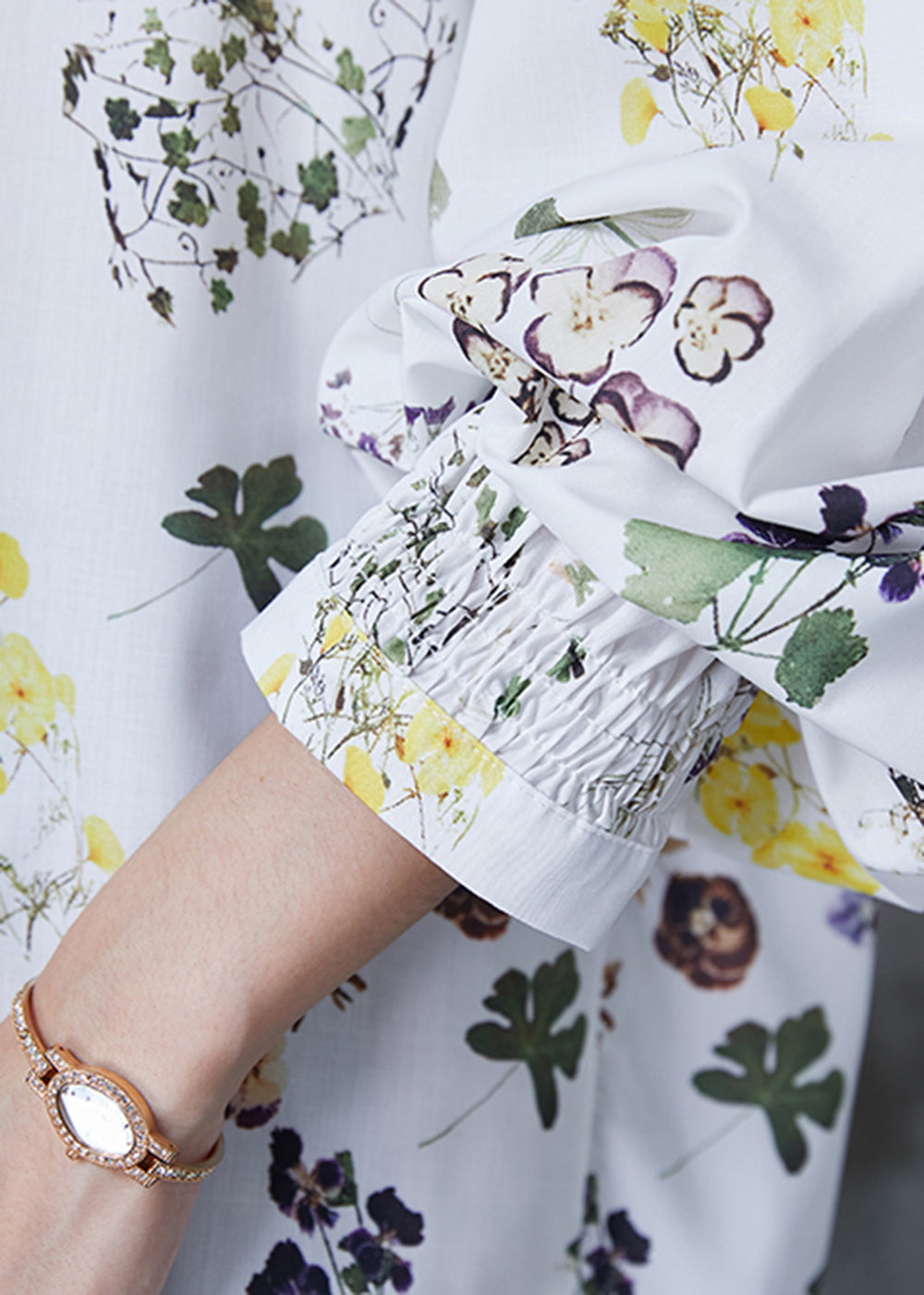 White Print Lace Up Chiffon Shirts Summer