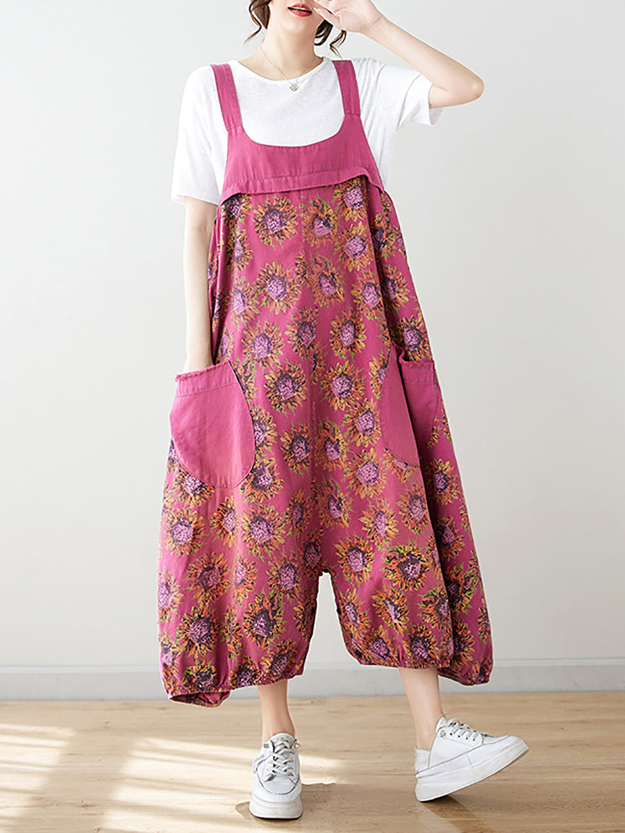 Summer Artsy Spliced Loose Jumpsuits