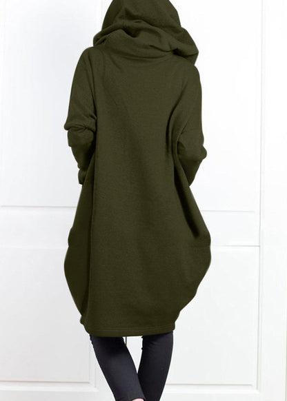 Loose Grey False Two Pieces Patchwork Cotton Hooded Coat Fall