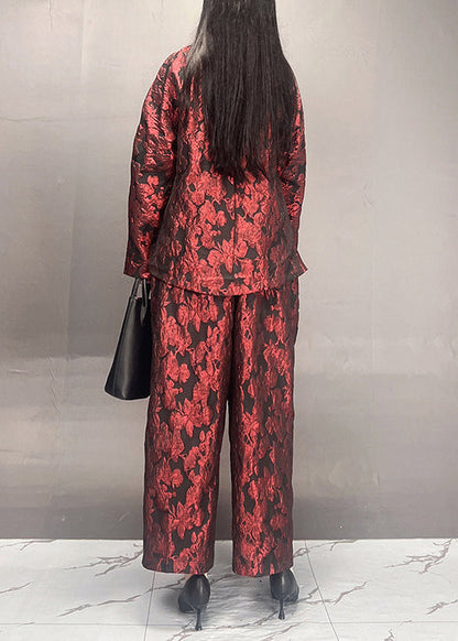 Mulberry Tops and Pants Cotton Two Pieces Set Fall